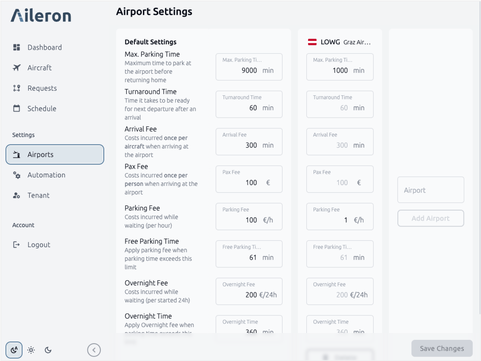 mockup of airport management